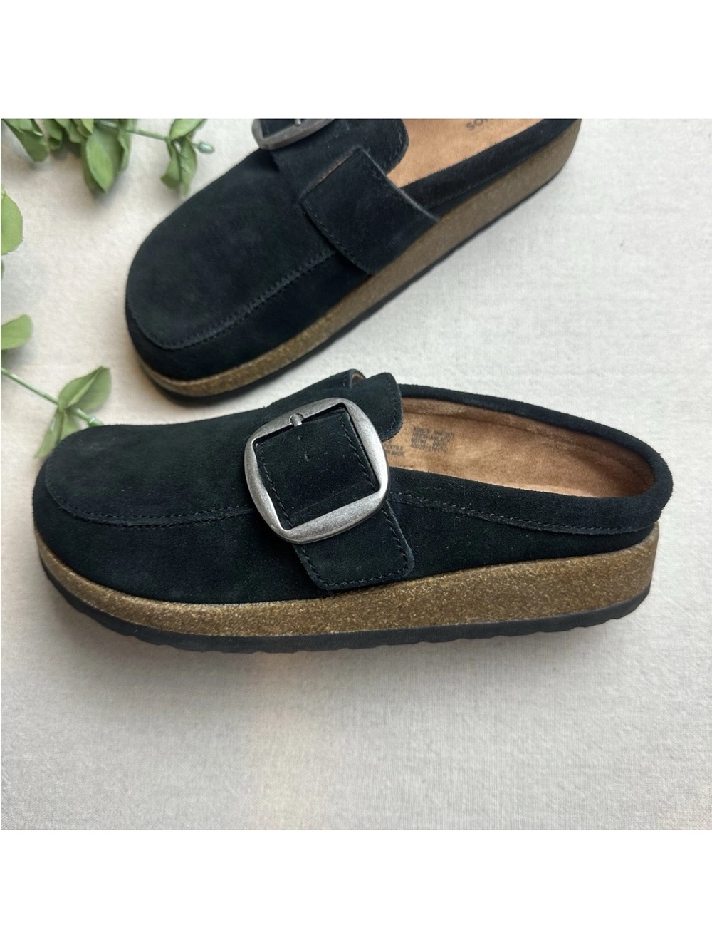 Sonoma Neesha Clogs Slip On Comfort Black Suede Buckle